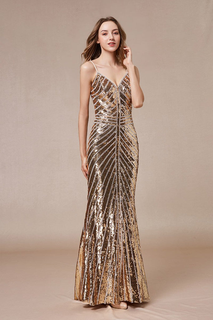 Long Dresses | Rose - GOLD | Affordable Evening Dresses | Applique